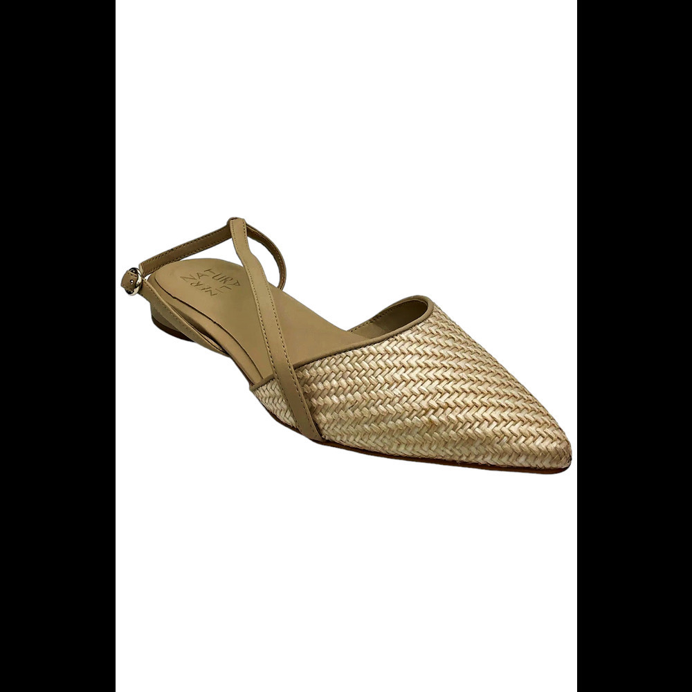 NATURALIZER cream / tan woven pointed toe Slingback Flats 7.5